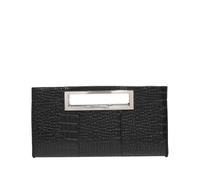 Pochette de Soirée Femme Crocodile - Cuir PU Zip Sac à Main avec Poignée Métal Doré Élégant Portefeuille pour Mariage, Fête, Evénement, ou Occasions Formelles, Noir , 320*110*280mm/12.6*4.33*11.02inch