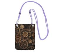 Pochette de téléphone à bandoulière pour homme et femme, sac portefeuille en bronze Century Gears Clock, petit sac à bandoulière pour les essentiels de voyage, sac à main étanche avec blocage RFID