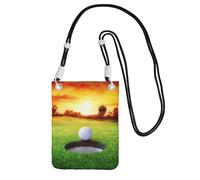 Pochette de téléphone à bandoulière pour homme et femme, sac portefeuille pour sport, balle de golf au coucher du soleil, petit sac à bandoulière pour les trajets essentiels de voyage, sac à main