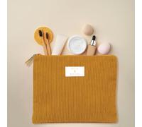 Pochette de Toilette Femme - Trousse Cosmetique, Maquillage Format Voyage - 21x17 - Velours Côtelé et Fermeture Éclair - Pochette Femme Maquillage, Grande Capacité - Sac en Tissu Produit de Beauté