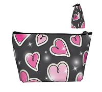 Pochette de Transport à Fermeture éclair Motif cœurs d'amour Rose Trousse de Maquillage cosmétique, Sac de Rangement Durable Oxford Pencil Coin Trousse de Toilette pour Femmes Filles