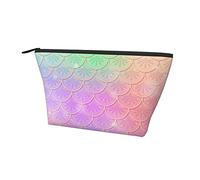 Pochette de Transport zippée Sac de Maquillage cosmétique sirène Magique en écailles de Poisson Rose, Sac de Rangement Durable Oxford Pencil Coin Trousse de Toilette pour Femmes Filles
