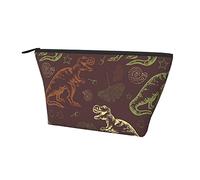 Pochette de Transport zippée Sac Dinosaure et Feuilles Trousse de Maquillage cosmétique, Sac de Rangement Durable Oxford Pencil Coin Trousse de Toilette pour Femmes Filles