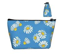 Pochette de Transport zippée Sac Fleur Floral Daisy Bleu Cosmétique Trousse de Maquillage, Durable Oxford Pencil Coin Trousse de Toilette Sac de Rangement pour Femmes Filles