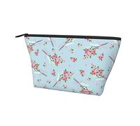Pochette de Transport zippée Sac Fleur Marguerite Florale Bleu Clair Trousse de Maquillage cosmétique, Sac de Rangement Durable Oxford Crayon pièce de Monnaie Support de Toilette pour Femmes Filles
