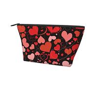 Pochette de Transport zippée Sac Saint Valentin Motif Coeurs d'amour Cosmétique Trousse de Maquillage, Durable Oxford Crayon Coin Trousse de Toilette Sac de Rangement pour Femmes Filles