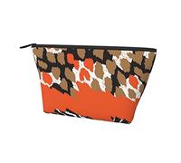 Pochette de Transport zippée Trippy Camo Giraffe Skin Texture Cosmétique Trousse de Maquillage, Durable Oxford Pencil Coin Trousse de Toilette Sac de Rangement pour Femmes Filles