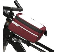 Pochette de vélo avant avec volume de 21 x 9 x 10,5 cm, conçue pour une utilisation sur route de montagne et banlieue avec intégration de sécurité réfléchissante (21 x 9 x 10,5 cm, rouge)