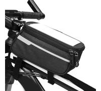 Pochette de vélo avant avec volume de 21 x 9 x 10,5 cm, conçue pour une utilisation sur route de montagne et banlieue avec intégration de sécurité réfléchissante (21 x 9 x 10,5 cm, noir)