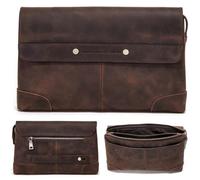 Pochette de voyage en cuir véritable pleine fleur faite à la main pour | Sangle de poignet amovible, plusieurs compartiments intérieurs, peut contenir des cartes de monnaie, un usage quotidien