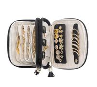 Pochette de voyage pour bijoux, double couche avec fermeture éclair | Plusieurs compartiments pour bague de voyage, pour boucles d'oreilles, colliers, bracelets, dortoirs, avions, hôtels, hommes