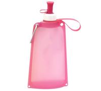 Pochette d'eau pliable en silicone de 550 ml - Bouteille d'hydratation pliable sans BPA avec mousqueton, sac réutilisable pour sports de plein air, course à pied, voyage, vélo (rose)