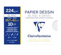 Pochette dessin - CLAIREFONTAINE - A3 - 10 feuilles - 224 grammes - Blanc