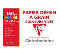 Clairefontaine Pochette dessin scolaire 96779C – 12 feuilles A4 160 g couleurs vives