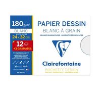 Clairefontaine Pochette 15 feuilles papier dessin blanc à grain