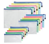 Pochette Document, 15PCS Document Dossier Pochette PVC Zip, Pochettes Transparentes,Pochette Dossier Sachets Pour Stockage Document Recettes D'Entreprises Organisation 5 Couleurs(A4/A5/A6)