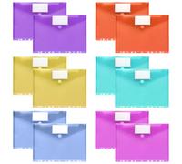 Pochette Document A4 12PCS Pochette Classeur 6 Couleurs Pochettes Document à 11 Trous Organisateur de Documents pour Bureau, École et Maison