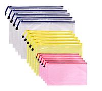 Pochette Document A4+A5+A6, 15 pièces Pochette Zipper en Plastique,Pochettes à Dossiers Sacs Document Transparentes pour Papier, Cosmétiques et Voyage, 3 couleurs