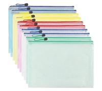 Pochette Document Zippée A4,Pochette Zippée 5 Couleurs PVC Transparentes Document Dossier,Mesh Zipper Pouch pour Voyage,pour Bureau,Voyage, Fournitures(10PCS)