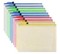 Pochette Document Zippée A6,Pochette Zippée 5 Couleurs PVC Transparentes Document Dossier,Mesh Zipper Pouch pour Voyage,pour Bureau,Voyage, Fournitures(10PCS)