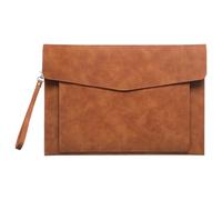 Pochette documents en cuir PU, porte documents professionnel marron avec dragonne, étui enveloppe en cuir PU pour bureau, réunions professionnelles, organisation de contrats et papiers A4