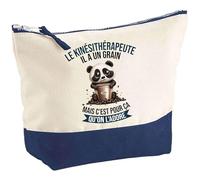 Pochette d'un Le Kinésithérapeute Panda Grain | Idée Cadeau pour Collègue Travail Retraite Trousse Grand Format Maquillage Toilette