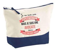 Pochette d'une Avocate Superwoman | Idée Cadeau pour Collègue Travail Retraite Trousse Grand Format Maquillage Toilette