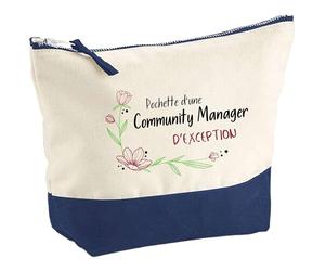 Pochette d'une Community Manager d'exception | Idée Cadeau pour Collègue Travail Retraite Trousse Grand Format Maquillage Toilette