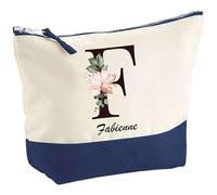 Pochette d'une Fabienne Lettre Fleur | Idée Cadeau pour Collègue Travail Retraite Trousse Grand Format Maquillage Toilette