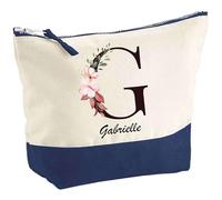 Pochette d'une Gabrielle Lettre Fleur | Idée Cadeau pour Collègue Travail Retraite Trousse Grand Format Maquillage Toilette