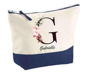 Pochette d'une Gabrielle Lettre Fleur | Idée Cadeau pour Collègue Travail Retraite Trousse Grand Format Maquillage Toilette