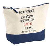 Pochette d'une Janine ça n'existe pas | Idée Cadeau pour Collègue Travail Retraite Trousse Grand Format Maquillage Toilette