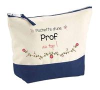 Pochette d'une Prof Au Top | Idée Cadeau pour Collègue Travail Retraite Trousse Grand Format Maquillage Toilette