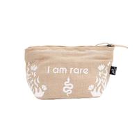Pochette écologique en jute naturelle pour maquillage, bijoux et souvenirs - Motif lièvre houblon avec citations d'affirmation - Sacs biodégradables et durables (I am Rare), beige, I am Rare