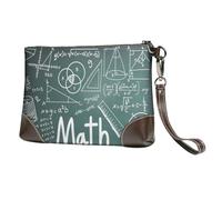 Pochette en cuir de vachette avec inscription en anglais « Formulas Shapes Theory Math Leçon » - Pour soirées, événements, rendez-vous galants, mariages