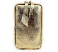 Pochette en cuir irisé LOUVRE Or pâle