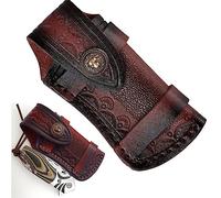 Pochette en Cuir Marron Étui pour Couteau Pliant avec Design en Relief