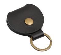 Pochette en cuir véritable noir avec un jeton de chariot de votre sélection Fob Keychain Pouch Porte-clés Porte-clés