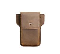 Pochette en cuir vintage pour téléphone, petit sac banane pour homme, sac holster avec clip de ceinture, voyage en plein air pour sorties (marron foncé)