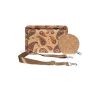 Pochette en Liège Bandoulière Deux Poches Zip Motif Cachemire Multicolore