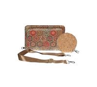 Pochette en Liège Bandoulière Deux Poches Zip Motif Hexagonal Multicolore