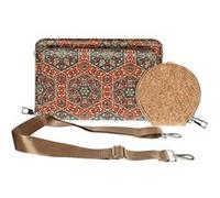Pochette en Liège Bandoulière Deux Poches Zip Motif Lys Multicolore