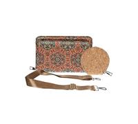 Pochette en Liège Bandoulière Deux Poches Zip Motif Lys Multicolore