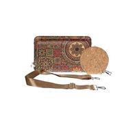 Pochette en Liège Bandoulière Deux Poches Zip Motif Mandala Multicolore