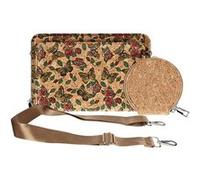 Pochette en Liège Bandoulière Deux Poches Zip Motif Papillon Avizar Multicolore Multicolore G