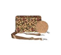 Pochette en Liège Bandoulière Deux Poches Zip Motif Papillon Multicolore