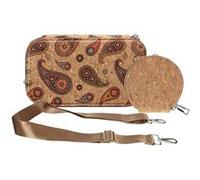 Pochette en Liège Bandoulière Double Grande Poche Zip Motif Cachemire Multicolore