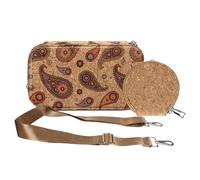 Pochette en Liège Bandoulière Double Grande Poche Zip Motif Cachemire Multicolore