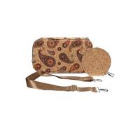 Pochette en Liège Bandoulière Double Grande Poche Zip Motif Cachemire Multicolore