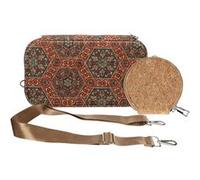 Pochette en Liège Bandoulière Double Grande Poche Zip Motif Lys Multicolore
